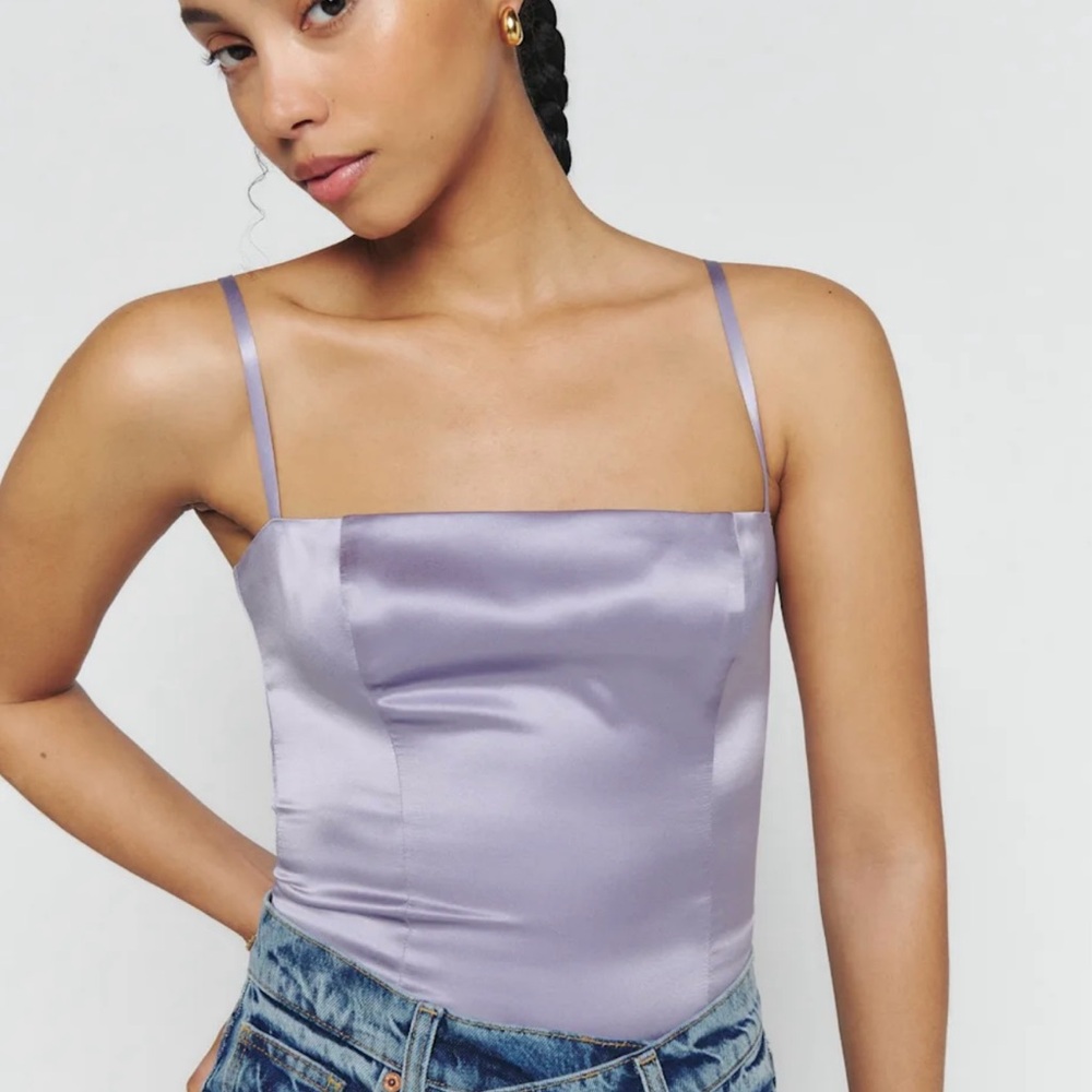 Reformation Lavender Silk Top
